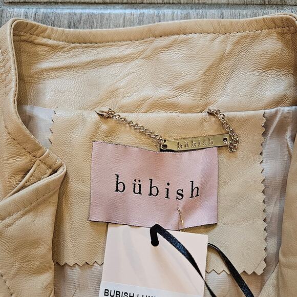 Bubish Revolve Jacket Womens Size S Savannah Lambskin Leather Zip Snap Caramel - Picture 16 of 16